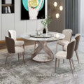 Rose Gold Brushed Stainless Steel Marble Dining Table